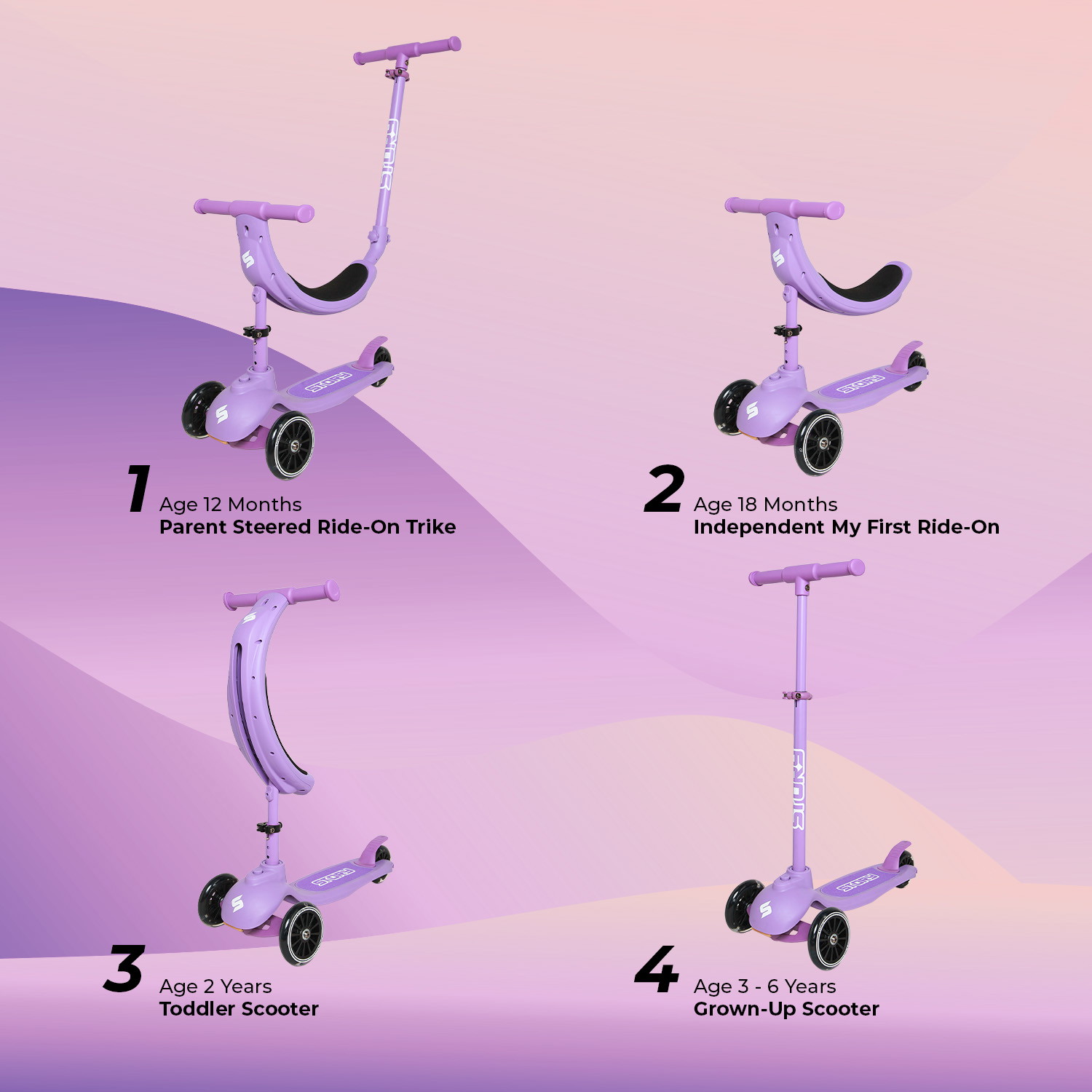 Story 4IN1 LED Kinderstep met 3 Wielen