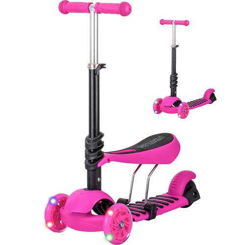 Hurtle Kinderstep, 3 Wiel Step, Opvouwbare Scooter Met Verstelbare Hoogte Antislip Platform Led Verlichte Wielen Step Voor Meisjes Jongens Van 2 Tot 12 Jaar 1342166576