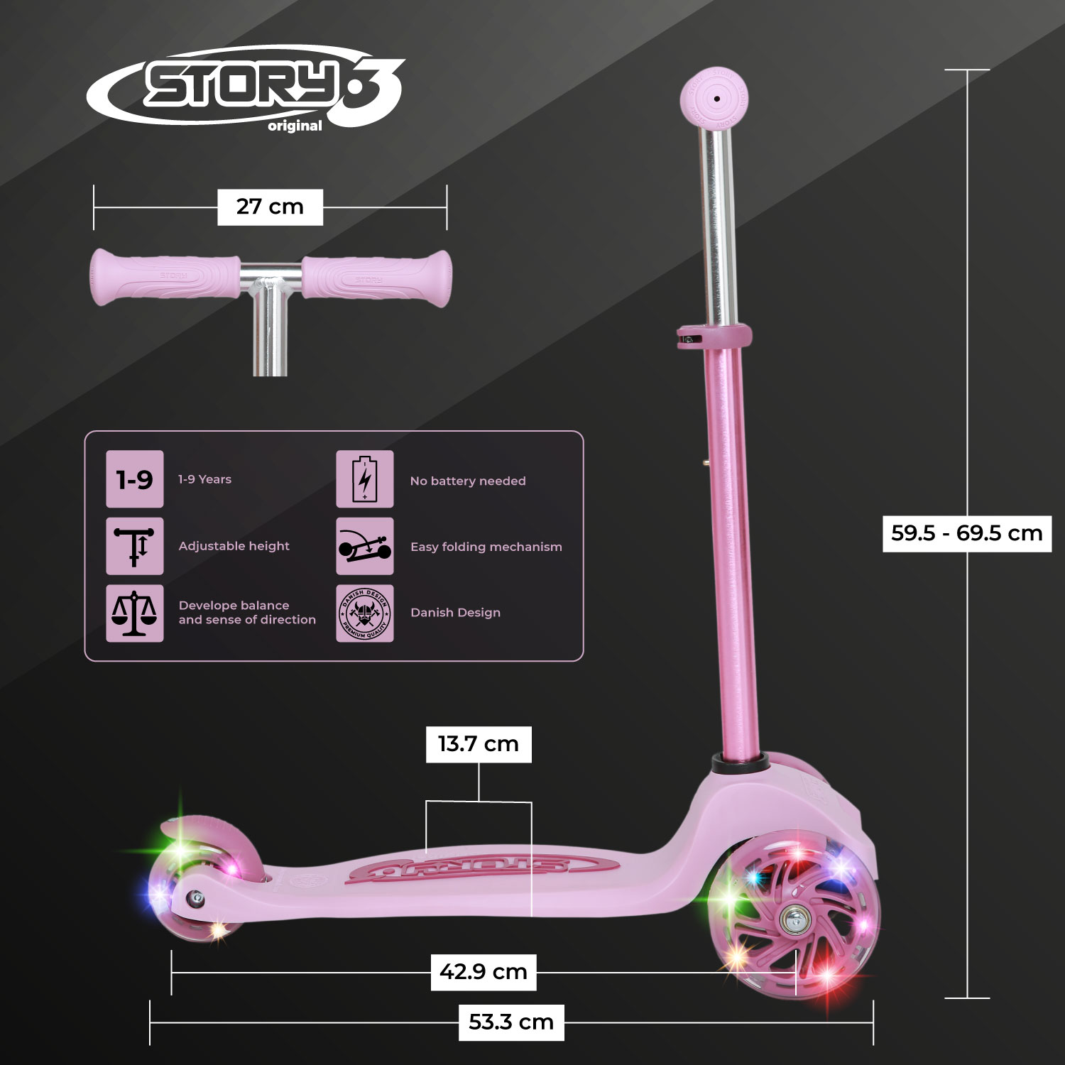 Story MoveLite 3-Wiel Kinderstep met LED-Lichtjes