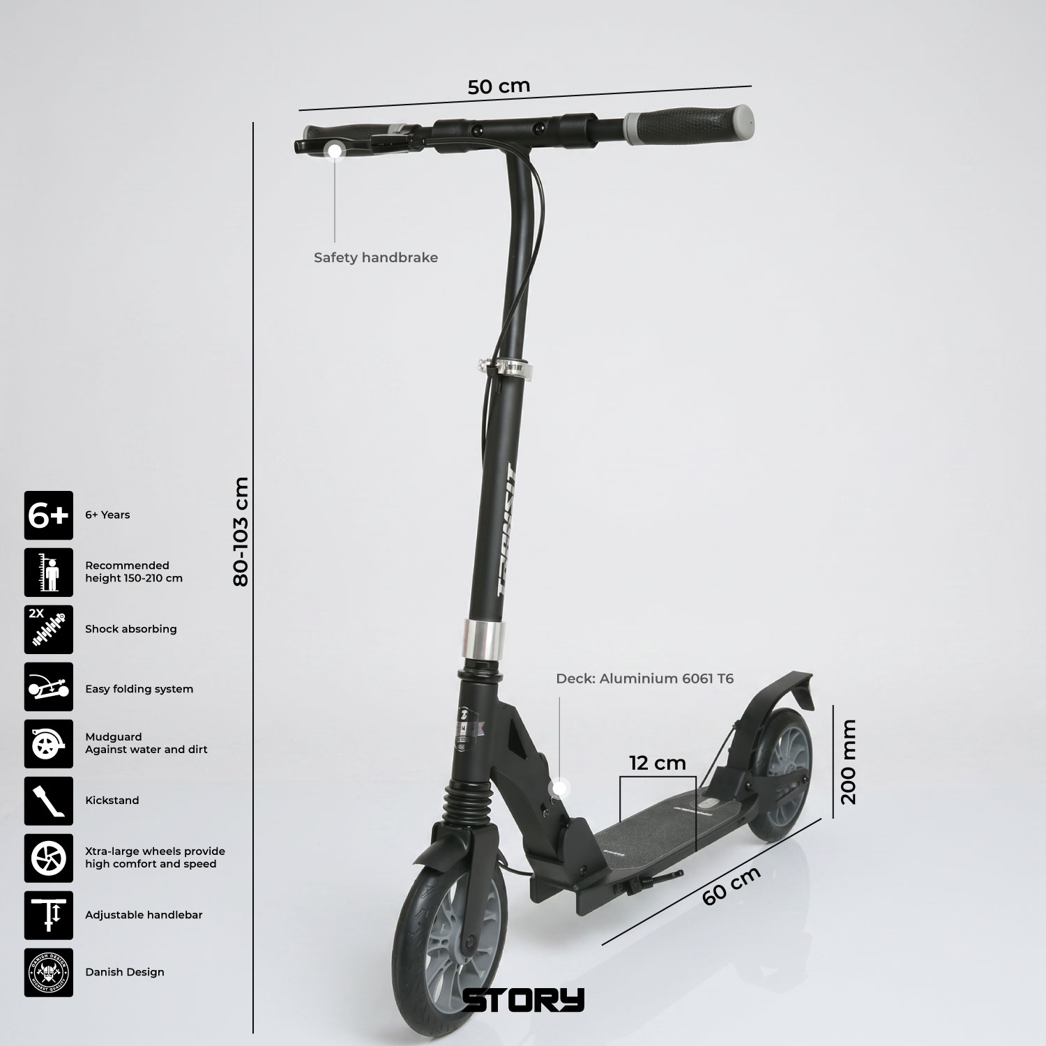 Story Transit X Opvouwbare step met dubbele vering + schijfrem