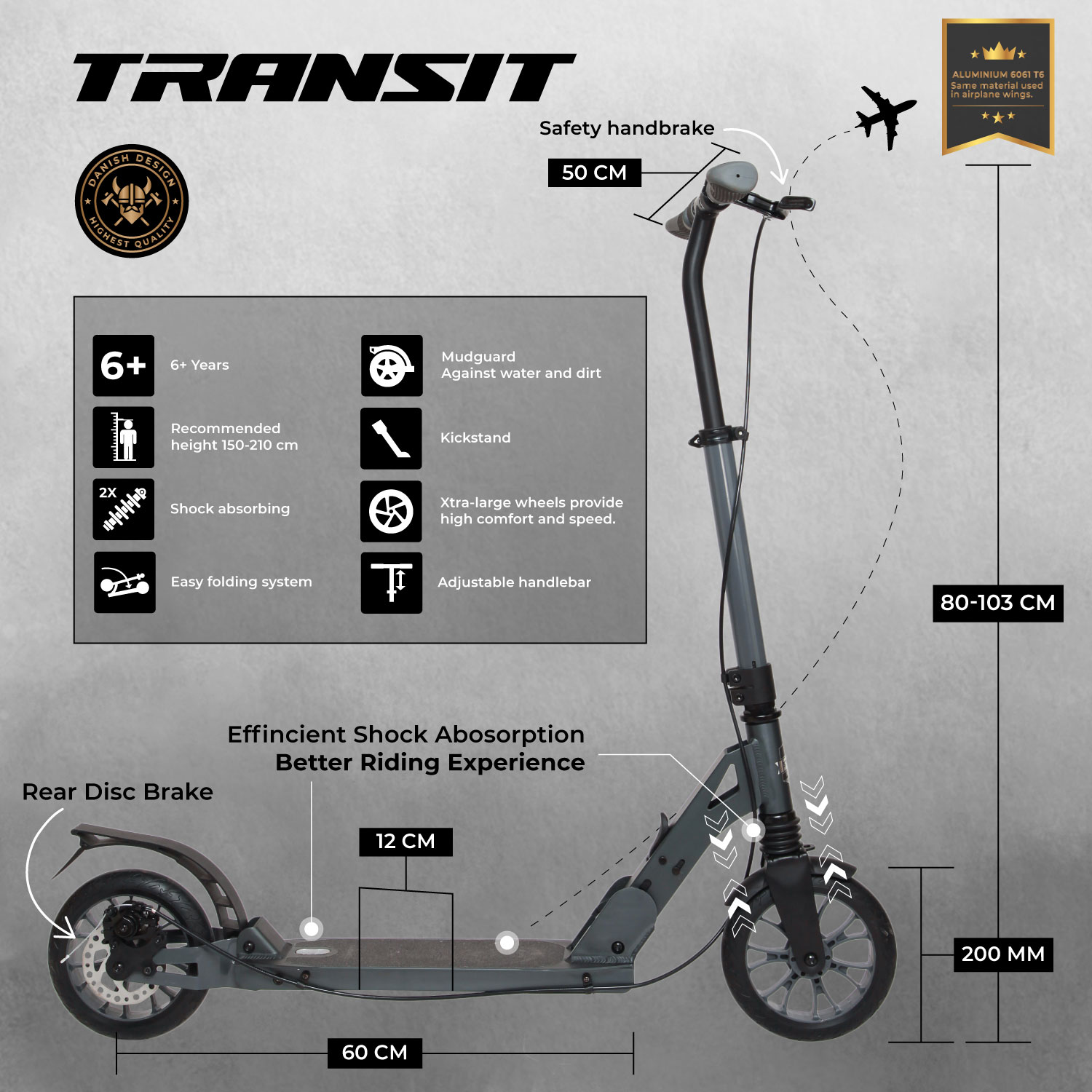 Story Transit X Opvouwbare step met dubbele vering + schijfrem