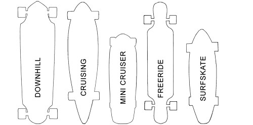 verschillende vormen van longboards